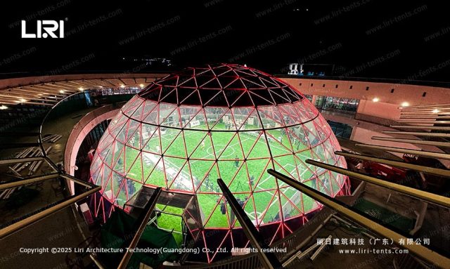 etfe膜结构球形篷房夜景图